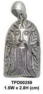 Green Man Sterling Silver Bell Pendant TPD259 - Jewelry